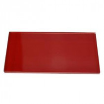 Contempo Lipstick Red Polished Glass Mosaic Floor and Wall Tile -3 in. x 6 in. x 8 mm Tile Sample
