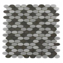 Orbit Sleet Ovals 12 in. x 12 in. x 8 mm Marble Mosaic Floor and Wall Tile