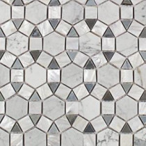 Noble Hexagon White Carrera and Moonstone 9-3/4 in. x 12-1/4 in. x 10 mm Polished Pearl and Marble Mosaic Tile