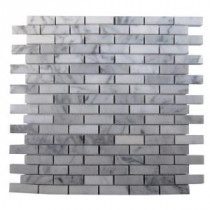 Big Brick White Carrera 3 in. x 6 in. x 8 mm Marble Mosaic Floor and Wall Tile Sample