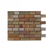 Fields Of Gold Blend Marble and Glass Mosaic Floor and Wall Tile - 3 in. x 6 in. x 8 mm Tile Sample