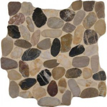 Mix River Pebbles 12 in. x 12 in. x 10 mm Tumbled Marble Mesh-Mounted Mosaic Tile (10 sq. ft. / case)