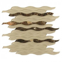 Flow Python Polished Glass and Marble Mosaic Wall Tile - 3 in. x 6 in. Tile Sample