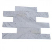Brushed White Carrera Marble Mosaic Tile - 2 in. x 8 in. Tile Sample