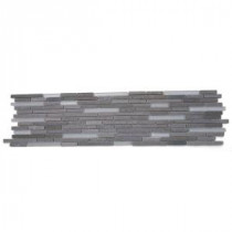 Chorus Lady Gray 6 in. x 24 in. x 8 mm Polished and Frosted Marble and Glass Mosaic Tile