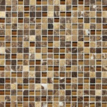 Stone Radiance Butternut Emperador 12 in. x 12 in. x 8 mm Glass and Stone Mosaic Blend Wall Tile