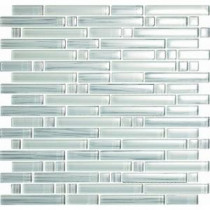 Brushstrokes Bianco-1506 S Strips Mosaic Glass 12 in. x 12 in. Mesh Mounted Tile (5 Sq. Ft./Case)