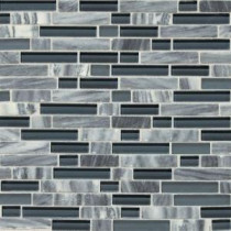 Stone Radiance Glacier Gray 11-3/4 in. x 12-1/2 in. Glass and Stone Mosaic Blend Wall Tile