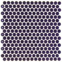 Bliss Edged Penny Round Polished Midnight Blue Ceramic Mosaic Floor and Wall Tile - 3 in. x 6 in. Tile Sample