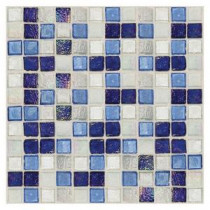 Egyptian Glass Sapphire Collage 12 in. x 12 in. x 6 mm Glass Face-Mounted Mosaic Wall Tile