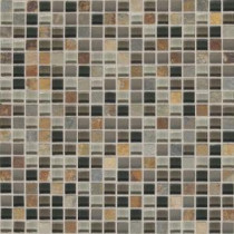 Slate Radiance Flint 11-3/4 in. x 11-3/4 in.x 8 mm Glass and Stone Mosaic Blend Wall Tile