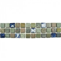 Mixed Slate/Metro Glass Listello 3 in. x 12 in. Floor and Wall Tile (1 in. ft. / piece)