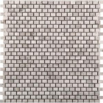 Bianco Gioia 12 in. x 12 in. x 9.25 mm Marble Honed Mini Offset Mesh-Mounted Mosaic Floor and Wall Tile