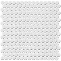 Bliss Penny Round Matte White Ceramic Mosaic Floor and Wall Tile - 3 in. x 6 in. Tile Sample