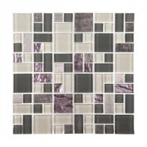 Satin Sapphire 11.875 in. x 11.875 in. x 8 mm Glass/Metal Mosaic Wall Tile