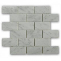 Beveled White Carrera 12 in. x 12 in. x 8 mm Marble Mosaic Floor and Wall Tile