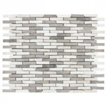 Whispering Cliffs Grey Limestone/White 11-1/2 in. x 13 in. x 10 mm Marble Mosaic Tile