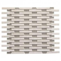 Summer Time Array 13.75 in. x 11 in. x 8 mm Glass/White Marble Mosaic Wall Tile