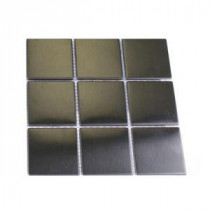 Silver Stainless Steel Square Metal Mosaic Floor and Wall Tile - 3 in. x 6 in. x 8 mm Tile Sample