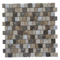 Charm II Cappuccino Glass and Stone Floor and Wall Tile - 3 in. x 6 in. Tile Sample