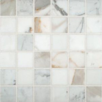Calacatta Gold 12 in. x 12 in. x 10 mm Polished Marble Mesh-Mounted Mosaic Tile