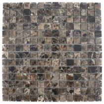 Dark Emperidor Squares 12 in. x 12 in. x 8 mm Marble Floor and Wall Tile