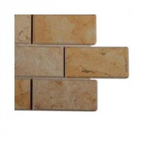 Jerusalem Gold Beveled Natural Stone Mosaic Floor and Wall Tile - 3 in. x 6 in. x 8 mm Tile Sample
