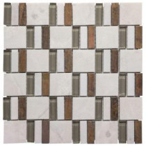 Silver Strips 11.75 in. x 11.75 in. x 8 mm Glass/Slate/Metal Mosaic Wall Tile