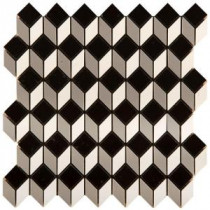 Times Square Cube 11 in. x 12 in. x 9 mm Porcelain Mesh-Mounted Mosaic Wall Tile