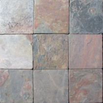 Multi Color 4 In. x 4 In. Tumbled Slate Floor and Wall Tile (1 sq. ft. / case)