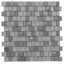 Charm II Silver 12 in. x 12 in. x 8 mm Glass and Stone Mosaic Tile