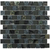 Inheritance Afternoon Shadow 12-1/2 in. x 12-1/2 in. x 8 mm Marble and Glass Mosaic Tile