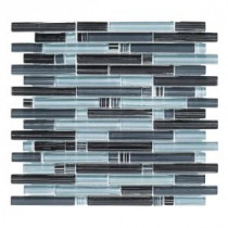 Blue Zephyr Pencil 12 in. x 12 in. x 8 mm Glass Mosaic Wall Tile