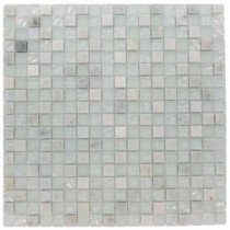 Emerald Bay Blend Squares 12 in. x 12 in. x 8 mm Marble and Glass Mosaic Floor and Wall Tile