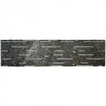 Royal Black Thin Veneer Panel 6 in. x 24 in. Natural Marble Wall Tile (5 sq. ft. / case)