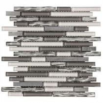 Waves of Grey 12 in. x 12.25 in. x 8 mm Glass/Metal Mosaic Wall Tile