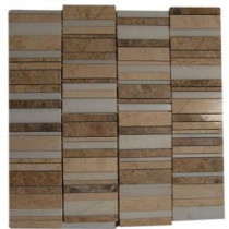 Piano-Keys Pattern Ranch 12 in. x 12 in. x 8 mm Marble Mosaic Floor and Wall Tile