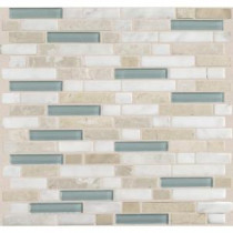 Stone Radiance Whisper Green 11-3/4 in. x 12-1/2 in. x 8 mm Glass and Stone Mosaic Blend Wall Tile