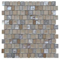 Charm II Gold Cream Glass and Stone Floor and Wall Tile - 3 in. x 6 in. Tile Sample