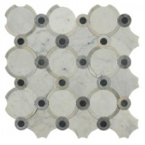 Steppe Sanddun Carrera Blend Polished Marble Waterjet Mosaic Floor and Wall Tile - 3 in. x 6 in. Tile Sample