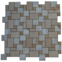 Parisian Pattern Calcutta Blend 12 in. x 12 in. x 8 mm Marble Mosaic Floor and Wall Tile
