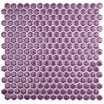 Bliss Edged Hexagon Polished Plum Ceramic Mosaic Floor and Wall Tile - 3 in. x 6 in. Tile Sample
