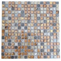 Aztec Art Golden Halo 12 in. x 12 in. x 8 mm Glass Mosaic Floor and Wall Tile