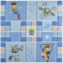 Toy Story Blue 11-3/4 in. x 11-3/4 in. x 4 mm Glass Mosaic Tile