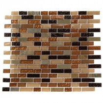 Golden Trail Blend Bricks 12 in. x 12 in. x 8 mm Marble and Glass Mosaic Floor and Wall Tile