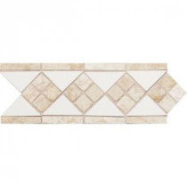 Fashion Accents White/Travertine 4 in. x 12 in. Ceramic Listello Wall Tile