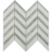 Royal Herringbone White Thassos and White Carrera Strips Polished Marble Tile - 3 in. x 6 in. Tile Sample