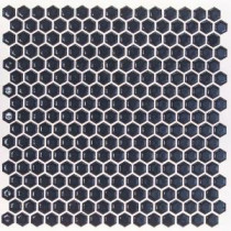 Bliss Edged Hexagon Polished Midnight Blue Ceramic Mosaic Floor and Wall Tile - 3 in. x 6 in. Tile Sample