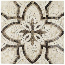 Garden Crema Marfil and Dark Emperador 12 in. x 12 in. x 10 mm Marble Mosaic Tile