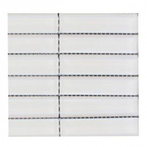 Contempo Bright White Polished Glass Mosaic Floor and Wall Tile - 3 in. x 6 in. x 8 mm Tile Sample